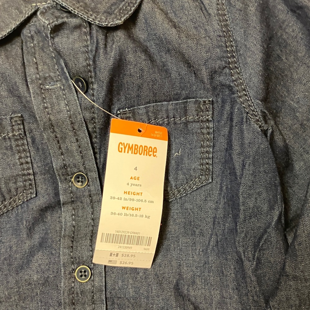 4T Girls bundle NWT Gymboree long sleeve Jean shirt, + red Oshkosh velvet pants+ - Picture 4 of 16